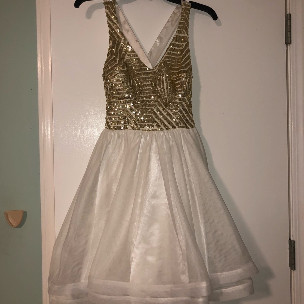 White and gold hoco/party dress